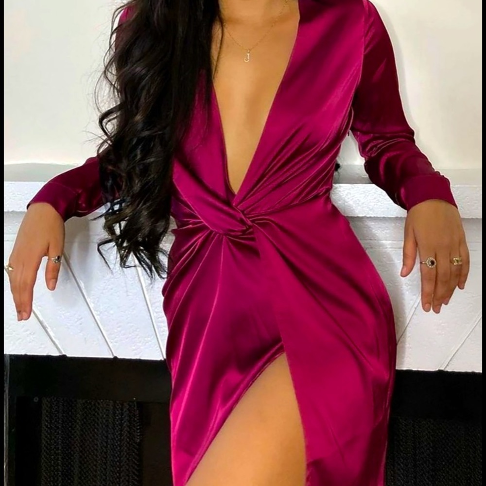 Fashion Nova Burgundy Sugar Free Dress